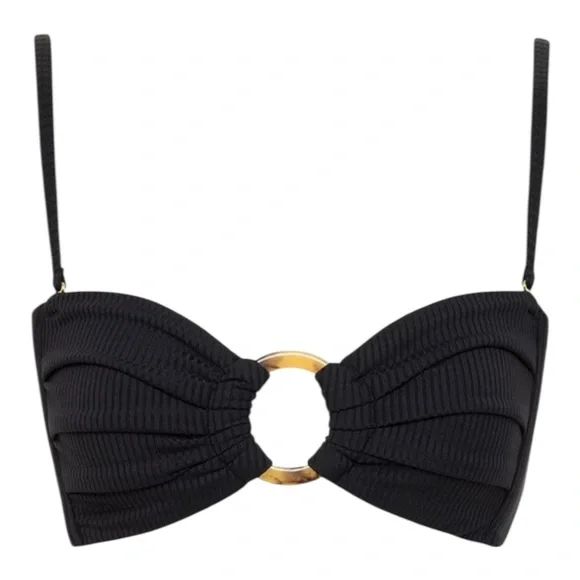 Montce Black Rib Tori Bandeau Bikini Top NWT - Picture 7 of 11